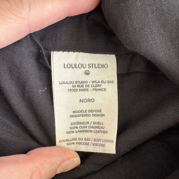 Loulou Studio Noro Lambskin Leather Pants Black Size Small High Rise Wide Leg - Picture 5 of 7
